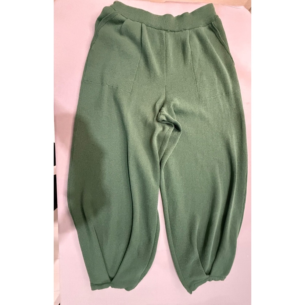Free People FP Beach Green Knit Harem Lantern Pants Large Boho Barrel Leg